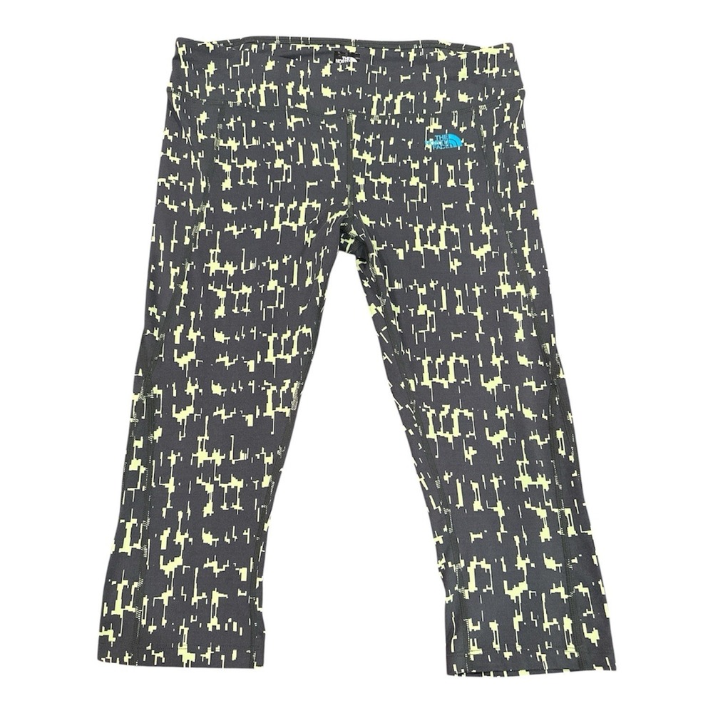 The North Face Capri Leggings Womens Large Athletic Sport Grey/ Green Pixels